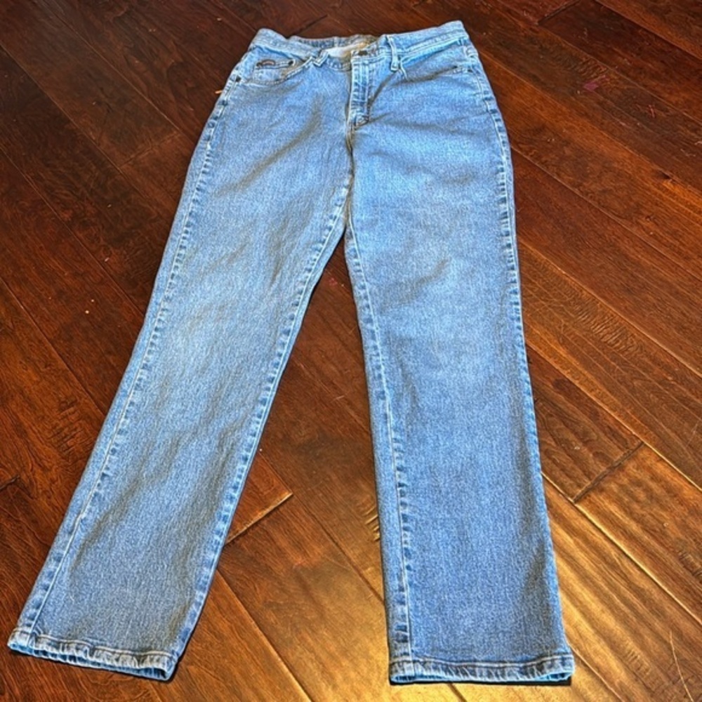 Riders jeans size 12 L cotton blend slight stretch light wash denim straight leg